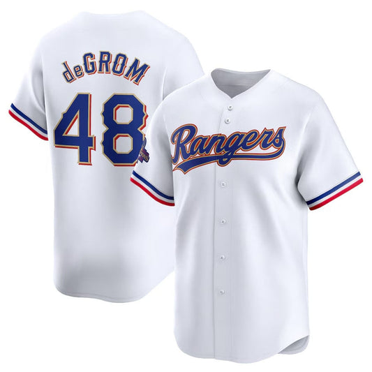Texas Rangers #48 Jacob deGrom 2024 Gold Collection Limited Player Jersey – White Baseball Jerseys