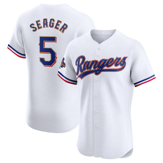 Texas Rangers #5 Corey Seager 2024 Gold Collection Elite Player Jersey – White Baseball Jerseys