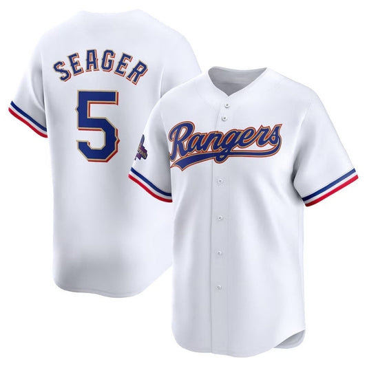 Texas Rangers #5 Corey Seager 2024 Gold Collection Limited Player Jersey – White Baseball Jerseys