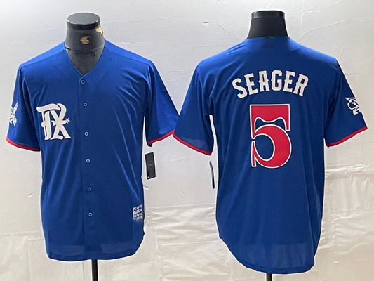 Texas Rangers #5 Corey Seager Royal Blue 2023 City Connect Stitched Baseball Jersey