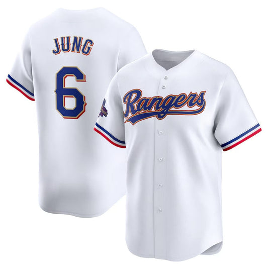 Texas Rangers #6 Josh Jung 2024 Gold Collection Limited Player Jersey – White Baseball Jerseys
