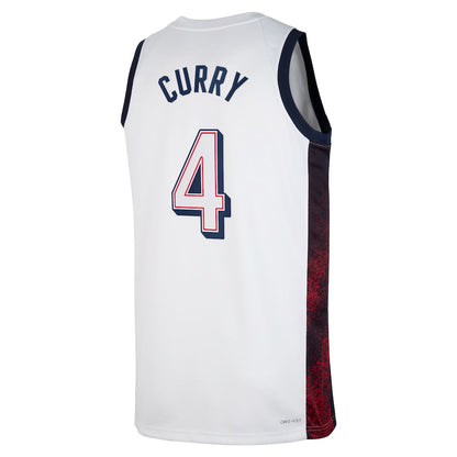 USA Basketball #4 Stephen Curry Unisex 2024 Swingman Player Jersey - White American Basketball Jersey