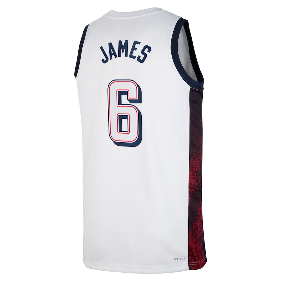 USA Basketball #6 LeBron James Unisex 2024 Swingman Player Jersey - White American Basketball Jersey