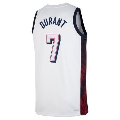 USA Basketball #7 Kevin Durant Unisex 2024 Swingman Player Jersey - White American Basketball Jersey