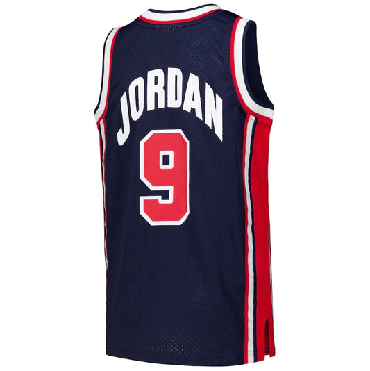 USA Basketball #9 Michael Jordan Mitchell & Ness Youth 1992 Dream Team Authentic Jersey - Navy American Basketball Jersey