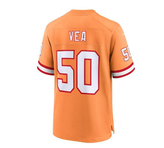 TB.Buccaneers #50 Vita Vea Throwback Game Jersey - Orange Stitched American Football Jerseys
