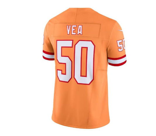 TB.Buccaneers #50 Vita Vea Throwback Vapor F.U.S.E. Limited Jersey - Orange Stitched American Football Jerseys