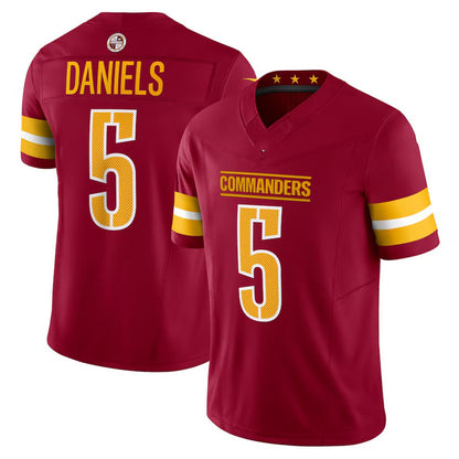 W.Commanders #5 Jayden Daniels Burgundy Vapor F.U.S.E. Limited Jersey Stitched American Football Jerseys