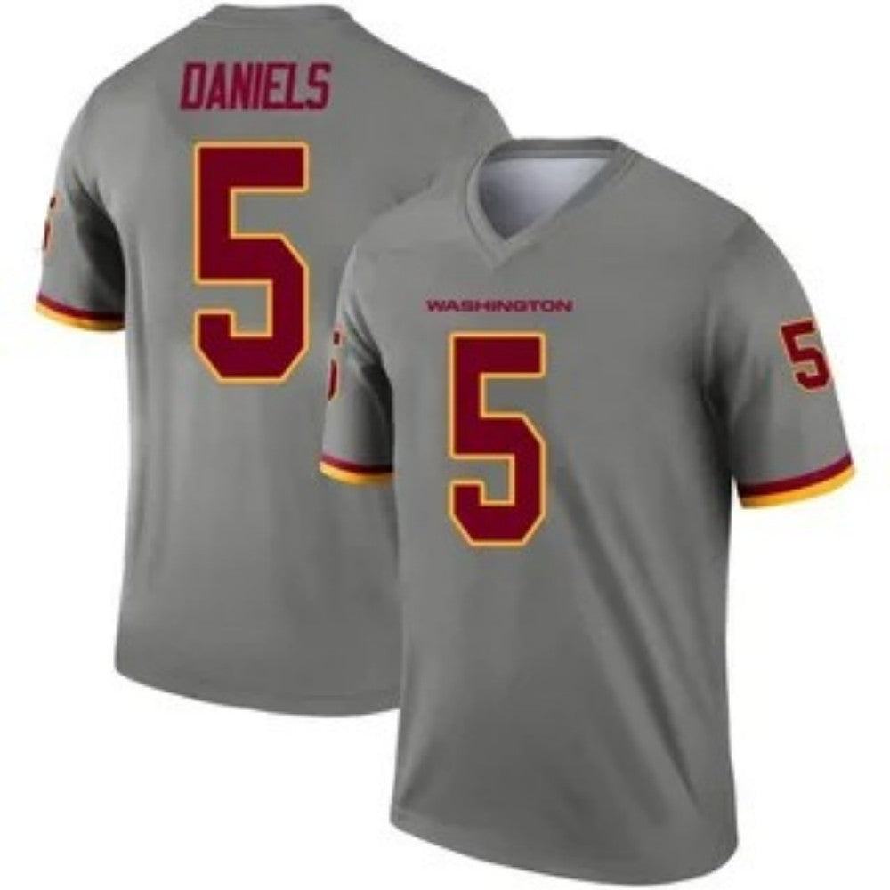 W.Football #5 Jayden Daniels Team Stitched American Football Jerseys Personalize Birthday Gifts Vapor Limited Gray Jersey