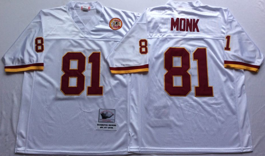 W.Redskins Retro Football Jersey 81# Art Monk jersey White All Stitched W.Football Team