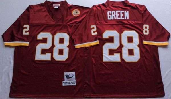 W.Redskins Retro Football Jersey #28 Darrell Green jersey Red All Stitched W.Football Team