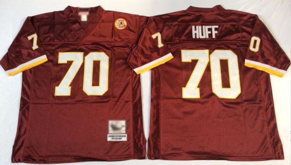 W.Redskins Retro Football Jersey #70 Huff jersey Red All Stitched W.Football Team