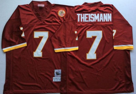 W.Redskins Retro Football Jersey #7 Joe Theismann jersey Red All Stitched W.Football Team