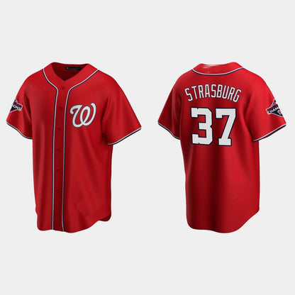 WASHINGTON NATIONALS #37 STEPHEN STRASBURG 2019 WORLD SERIES CHAMPIONS RED REPLICA ALTERNATE JERSEY Baseball Jerseys