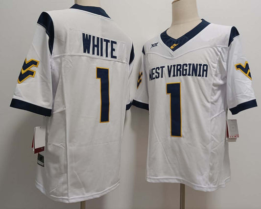 W.Virginia Mountaineers #1 Jahiem White White FUSE American College Jerseys