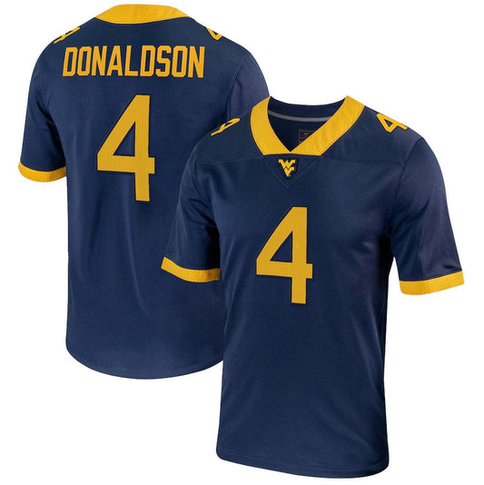 W.Virginia Mountaineers #4 CJ Donaldson NIL Football Game Jersey – Navy American College Jerseys