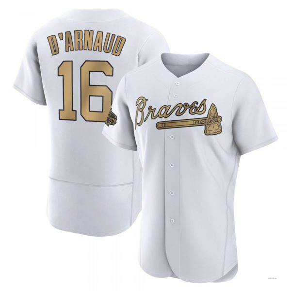 Atlanta Braves #16 Travis d¡¯Arnaud White Authentic 2022 All-Star Jersey Stitches Baseball Jerseys