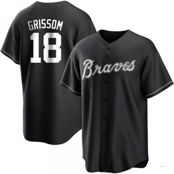 Atlanta Braves #18 Vaughn Grissom White Black Jersey Stitches Baseball Jerseys