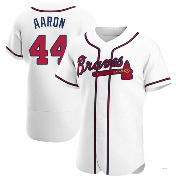 Atlanta Braves #44 Hank Aaron White Home Jersey Stitches Baseball Jerseys