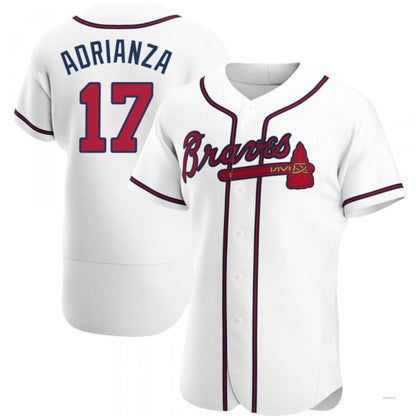 Atlanta Braves #17 Ehire Adrianza White Home Jersey Stitches Baseball Jerseys