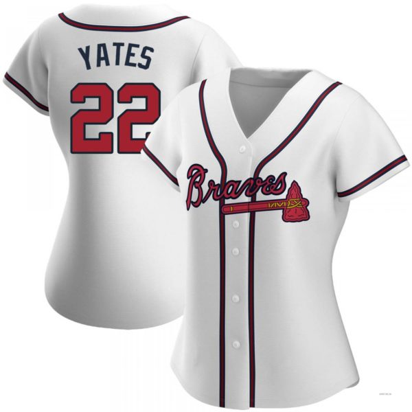 Atlanta Braves #22 Kirby Yates White Home Jersey Stitches Baseball Jerseys