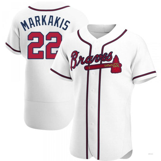 Atlanta Braves #22 Nick Markakis White Home Jersey Stitches Baseball Jerseys