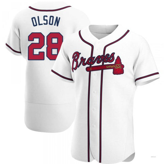 Atlanta Braves #28 Matt Olson White Home Jersey Stitches Baseball Jerseys