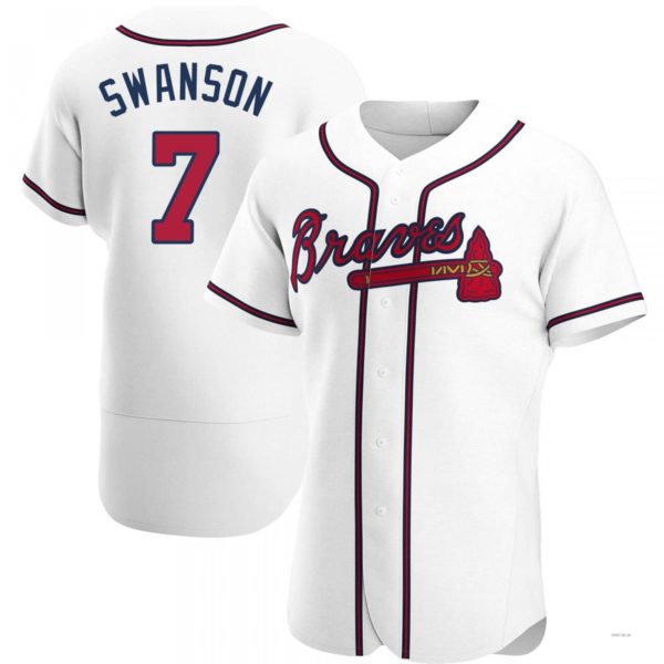 Atlanta Braves #7 Dansby Swanson White Home Jersey Stitches Baseball Jerseys