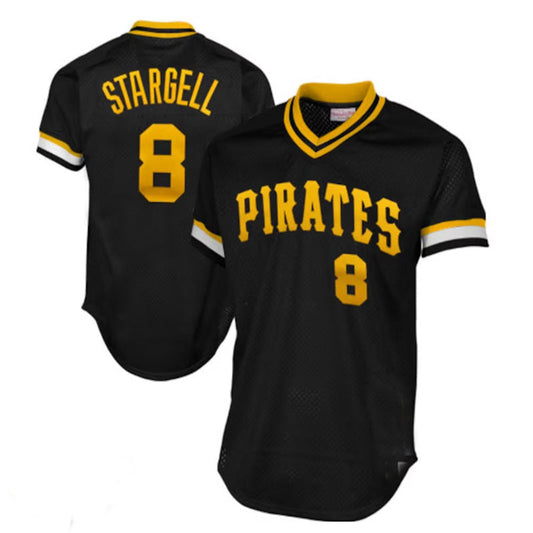 Pittsburgh Pirates #8 Willie Stargell Mitchell & Ness 1982 Authentic Cooperstown Collection Mesh Batting Practice Jersey - Black Baseball Jerseys