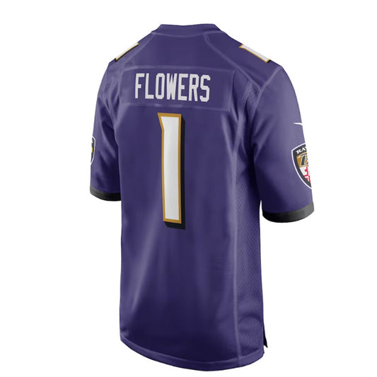 B.Ravens #1 Zay Flowers 2023 Draft First Round Pick Game Jersey - Purple Stitched American Football Jerseys