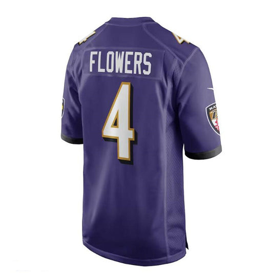 B.Ravens #4 Zay Flowers 2023 Draft First Round Pick Game Jersey - Purple Stitched American Football Jerseys