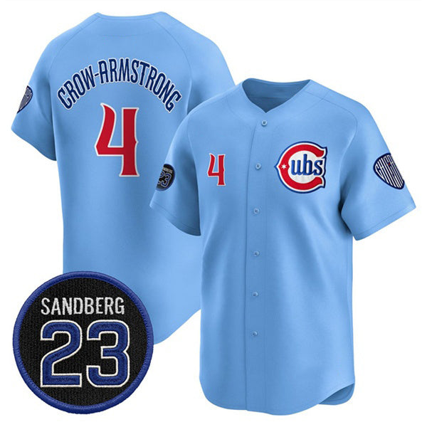 Chicago Cubs #4 Pete Crow-Armstrong Blue KLUNKIM 'Ryne Sandberg Tribute' Vapor Limited V2 Stitched Jersey