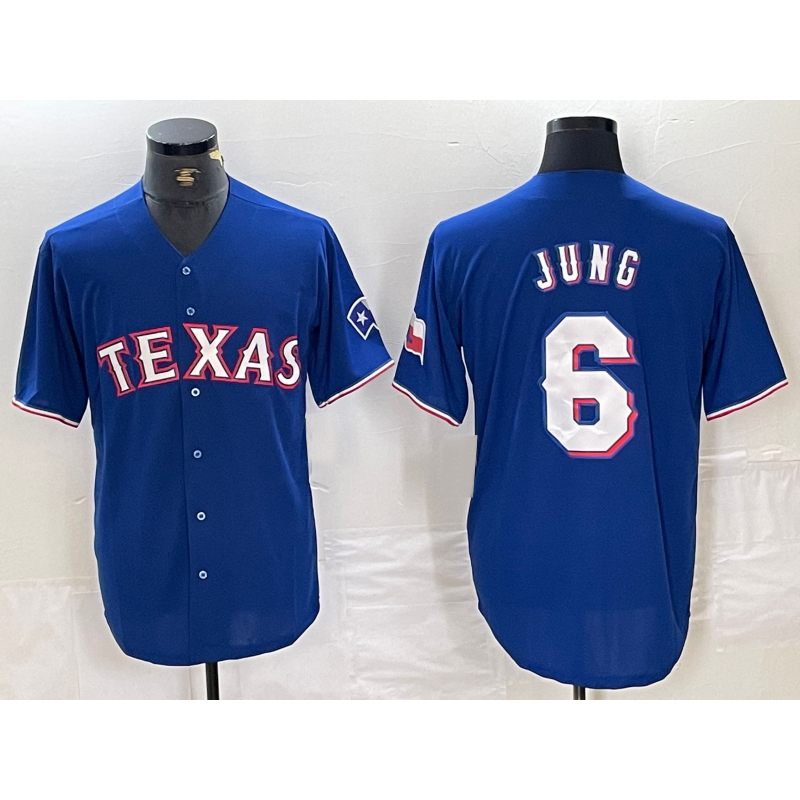 Texas Rangers #6 Josh Jung Blue KLUNKIM Stitched Cool Base Jersey