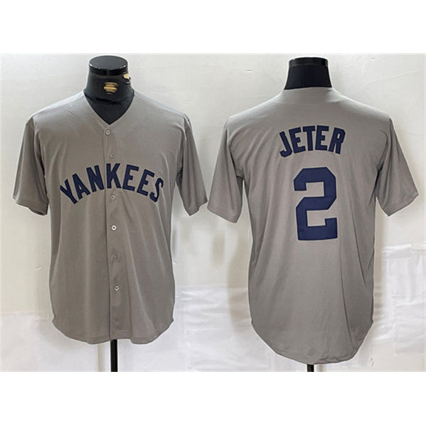 New York Yankees #2 Derek Jeter Gray KLUNKIM Cool Base Stitched Jersey