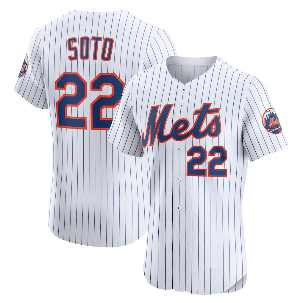 New York Mets #22 Juan Soto White KLUNKIM Home Elite Jersey