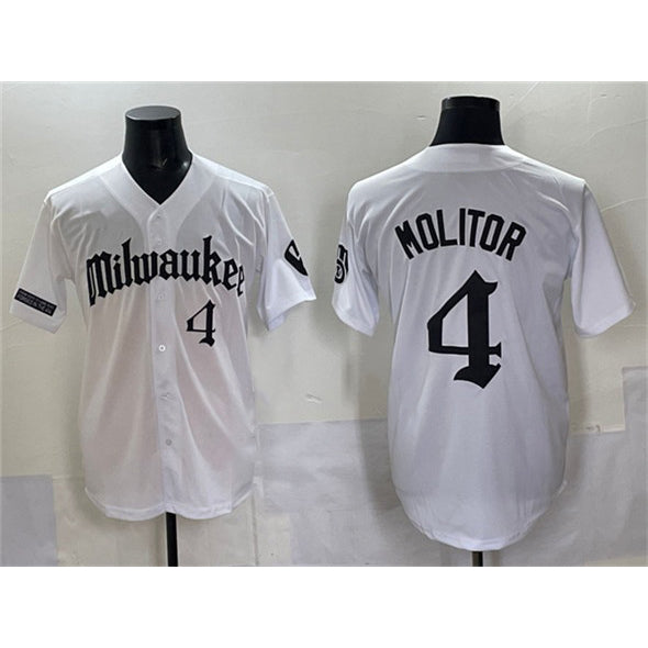 Milwaukee Brewers #4 Paul Molitor White KLUNKIM 'Gothic 414 Shadows Edition' Vapor Premier Limited Stitched Jersey