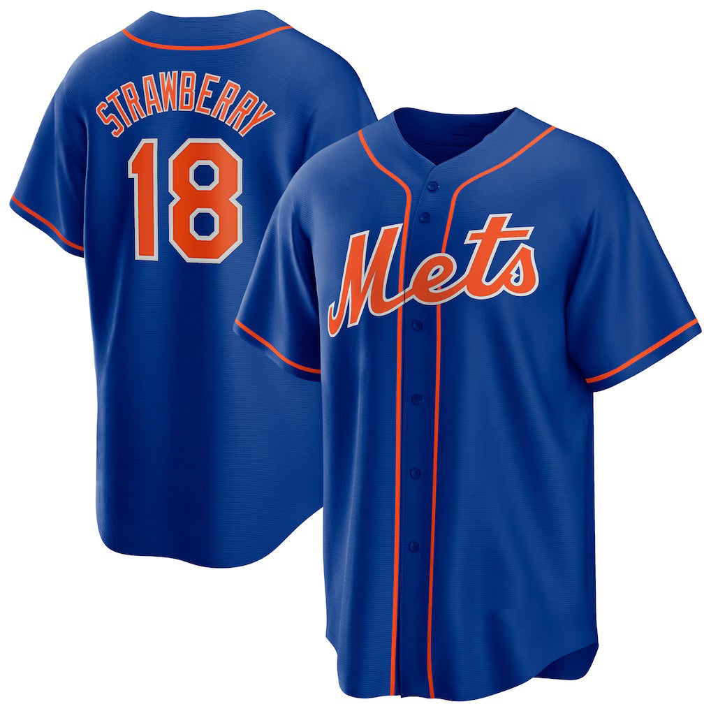 New York Mets #18 Darryl Strawberry Royal KLUNKIM Alternate Replica Player Jersey