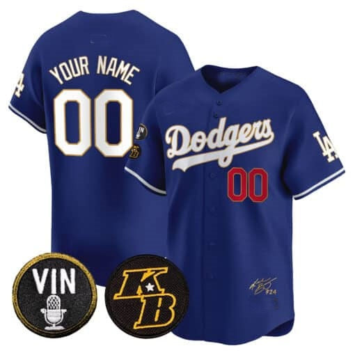 Custom Los Angeles Dodgers Vin Patch & Kobe Bryant Signature Vapor Premier Limited Jersey ¨C Royal KLUNKIM