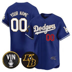 Custom Los Angeles Dodgers Vin Patch & Kobe Bryant Signature Vapor Premier Limited Jersey ¨C Royal KLUNKIM