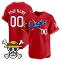 Custom Los Angeles Dodgers x One Piece Red KLUNKIM 2025 Vapor Premier Limited Jersey - Stitched