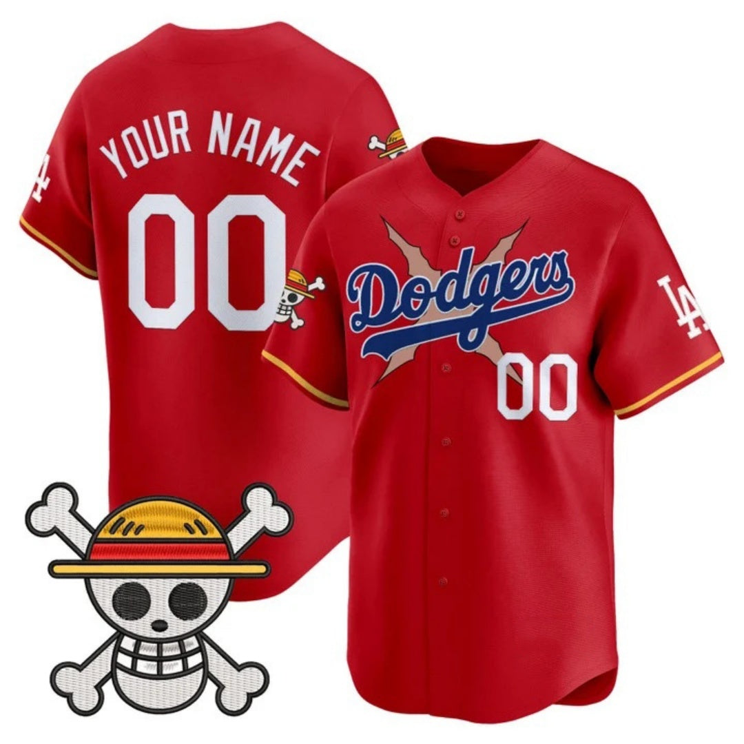 Custom Los Angeles Dodgers x One Piece Red KLUNKIM 2025 Vapor Premier Limited Jersey - Stitched