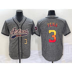 Houston Astros #3 Jeremy Pena Number Grey KLUNKIM Gridiron Cool Base Stitched Jersey