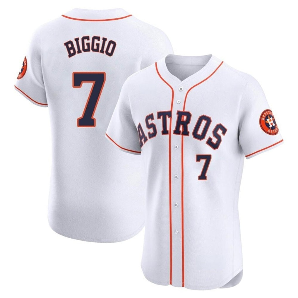 Houston Astros #7 Craig Biggio Player White KLUNKIM Limited Elite Home Stitched Jerseys