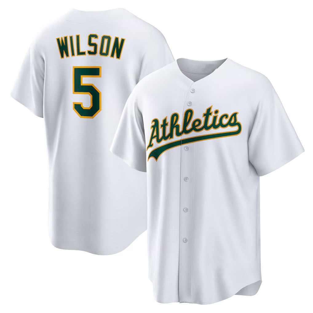 Oakland Athletics #5 Jacob Wilson White KLUNKIM Home Replica Jersey