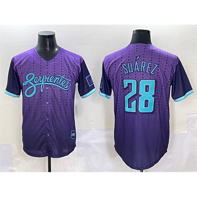 Arizona Diamondbacks #28 Eugenio Su¨¢rez Purple KLUNKIM 2025 City Connect Limited Stitched Jersey