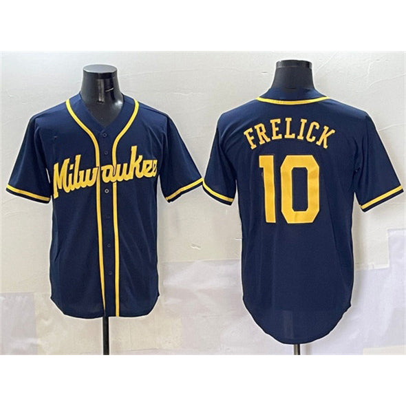 Milwaukee Brewers #10 Sal Frelick Navy KLUNKIM Cool Base Stitched Jersey