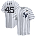 New York Yankees #45 Gerrit Cole White KLUNKIM 2024 World Series With Name Cool Base Stitched Jersey