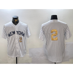 New York Yankees #2 Derek Jeter White KLUNKIM Pinstripe Without Name Fashion Cool Base Jerseys