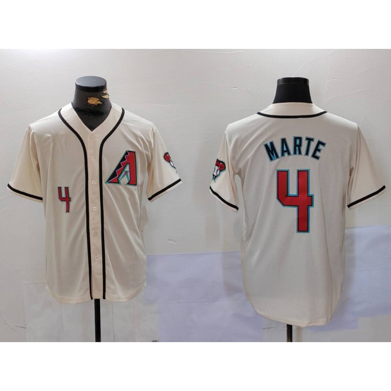 Arizona Diamondback #4 Ketel Marte Number Cream KLUNKIM Cool Base Limited Stitched Jersey