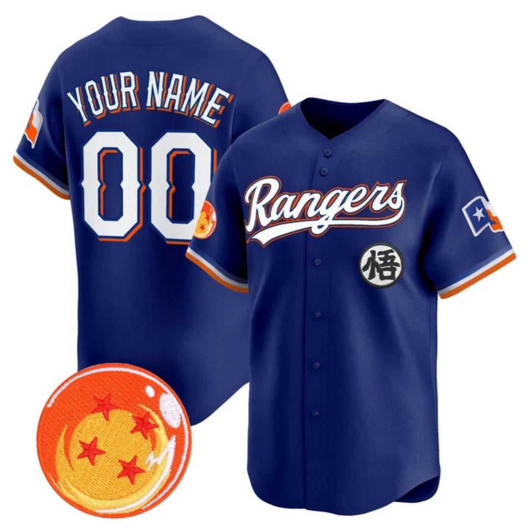 Custom Texas Rangers x Dragon Ball Royal KLUNKIM Vapor Premier Limited Jersey - All Stitched